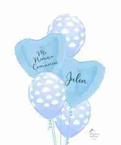 Comunión Corazones y Nubes Azul