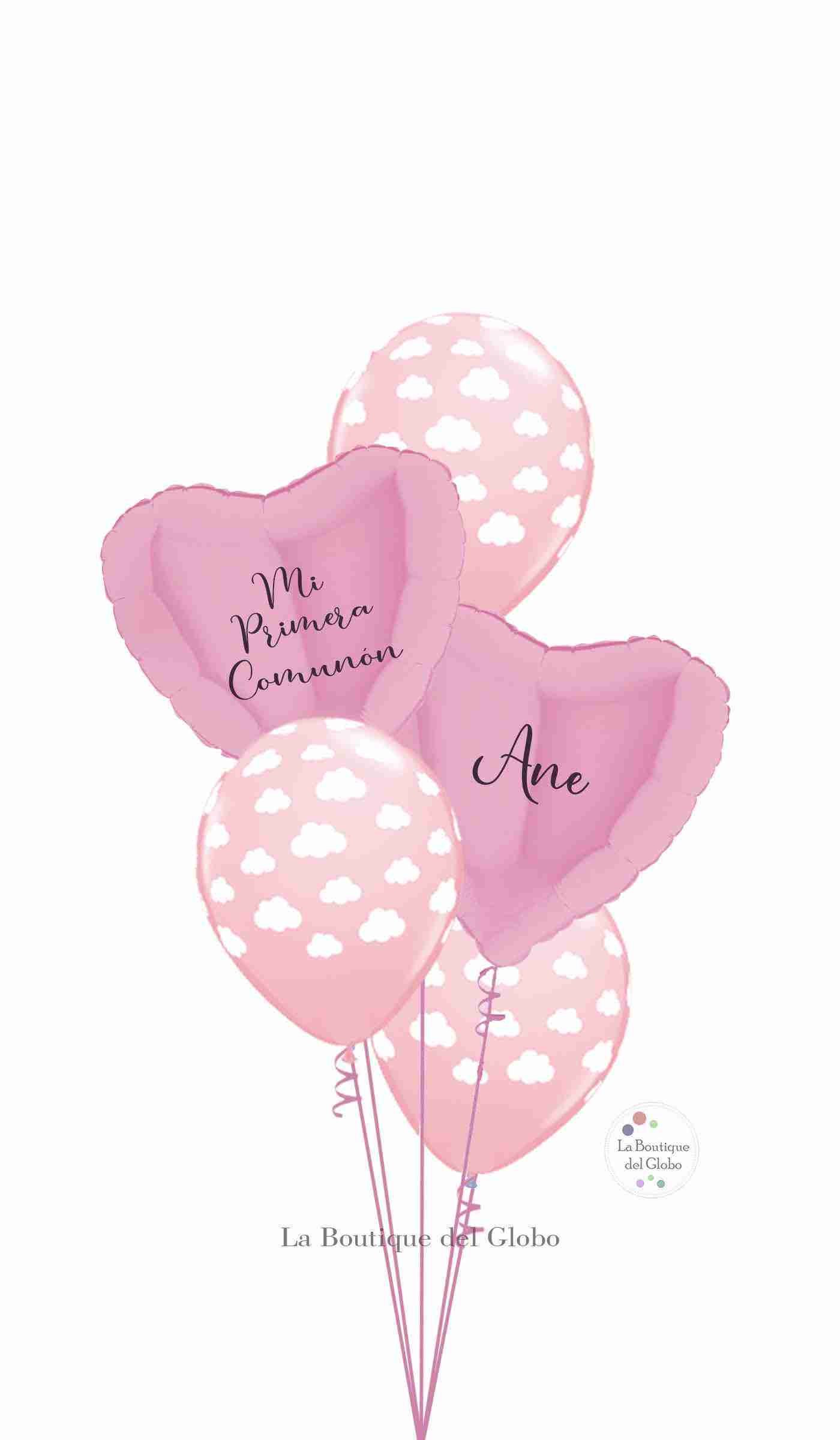 Comunión Corazones y Nubes Rosa