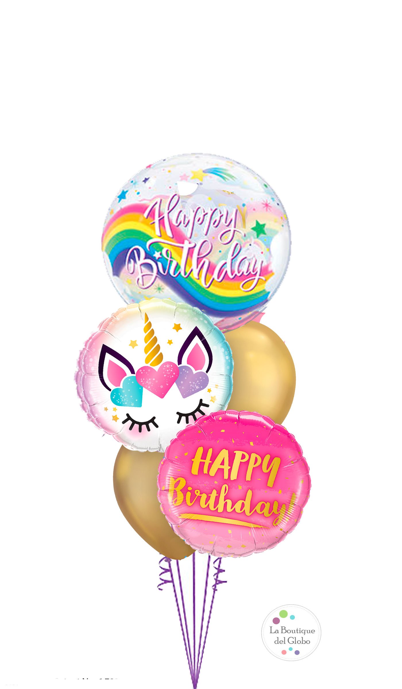 Burbuja Happy Birthday Unicornios