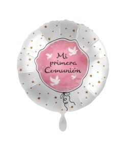 Mi primera Comunión fondo rosa con palomas