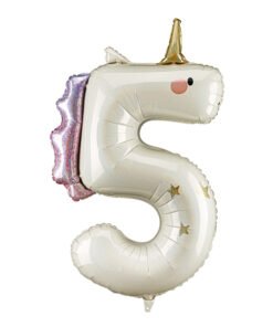 Globo de Foil Unicornio Número 5
