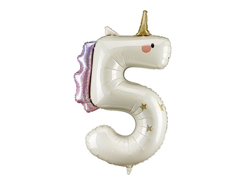 Globo de Foil Unicornio Número 5