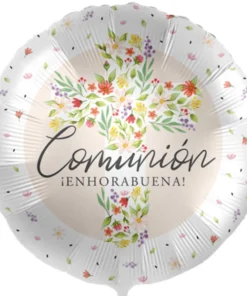 Globo mi Primera Comunión Enhorabuena Flores